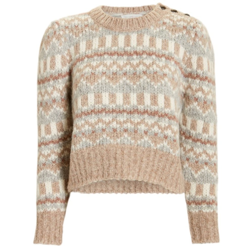 LoveShackFancy Cropped Fair Isle Alpaca Sweater - Picture 3 of 11